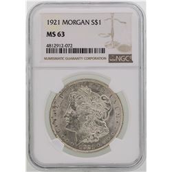 1921 $1 Morgan Silver Dollar Coin NGC MS63