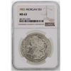 Image 1 : 1921 $1 Morgan Silver Dollar Coin NGC MS63