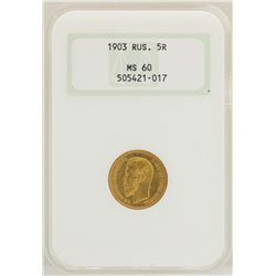 1903 Russia 5 Roubles Gold Coin NGC MS64