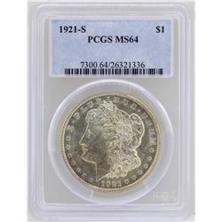 1921 $1 Morgan Silver Dollar Coin PCGS MS64