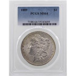 1889 $1 Morgan Silver Dollar Coin PCGS MS64