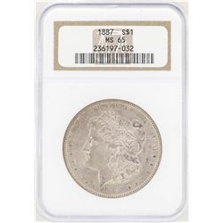 1887 $1 Morgan Silver Dollar Coin NGC MS65