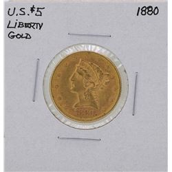 1880 $5 Liberty Head Half Eagle Gold Coin