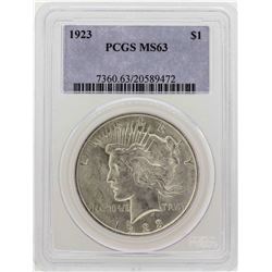 1923 $1 Peace Silver Dollar Coin PCGS MS63