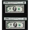 Image 1 : (2) Consecutive 1977A $10 Federal Reserve Offset ERROR STAR Notes PMG Choice Unc