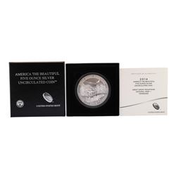 2014 5oz Silver ATB Great Smokey Mountain Tennessee Silver Proof Coin w/box