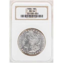 1886 $1 Morgan Silver Dollar Coin NGC MS64