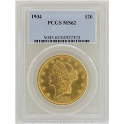 1904 $20 Liberty Head Double Eagle Gold Coin PCGS MS62