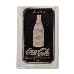 1976 75th Anniversary Coca Cola 1 oz .999 Fine Silver Art Bar