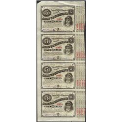 Uncut Sheet of (4) State of Louisiana Baby Bond Obsolete Notes