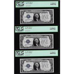 (3) Consecutive 1928A $1 Funnyback Silver Certificate Notes PCGS Very Choice New