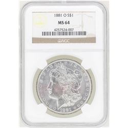 1881-O $1 Morgan Silver Dollar Coin NGC MS64
