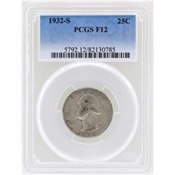 1932-S Washington Quarter Silver Coin PCGS F12