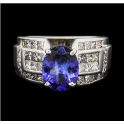 18KT White Gold 2.40 ctw Tanzanite and Diamond Ring