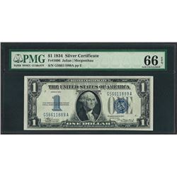 1934 $1 Funnyback Silver Certificate Note Fr.1606 PMG Gem Uncirculated 66EPQ
