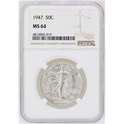 1947 Walking Liberty Half Dollar Coin NGC MS64