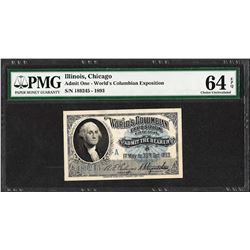 1893 World's Columbian Exposition Ticket PMG Choice Uncirculated 64EPQ