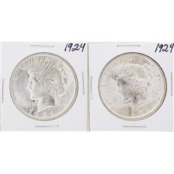 Lot of (2) 1924 $1 Peace Silver Dollar Coins