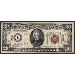 1934A $20 Federal Reserve WWII Emergency Hawaii Note