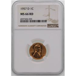1957-D Lincoln Wheat Penny Coin NGC MS66RD