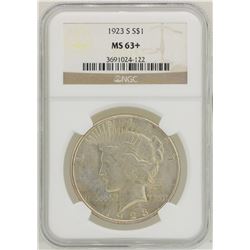 1923-S $1 Peace Silver Dollar Coin NGC MS63+
