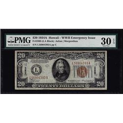 1934A $20 Hawaii Federal Reserve Note WWII Emergency Note PMG Very Fine 30EPQ