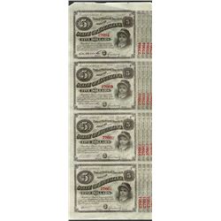 Uncut Sheet of (4) State of Louisiana Baby Bond Obsolete Notes