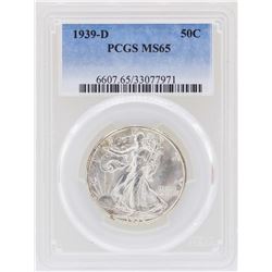 1939-D Walking Liberty Half Dollar Silver Coin PCGS MS65
