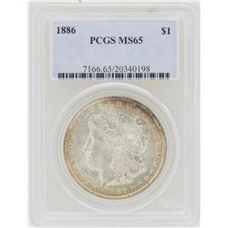 1886 $1 Morgan Silver Dollar Coin PCGS MS65