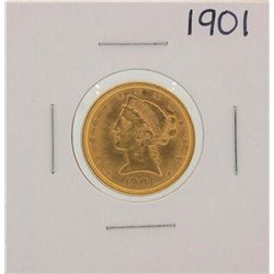 1901 $5 Liberty Head Half Eagle Gold Coin