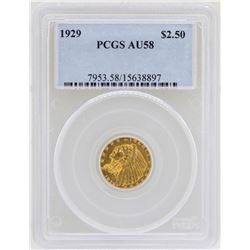 1929 $2 1/2 Indian Head Quarter Eagle Gold Coin PCGS AU58