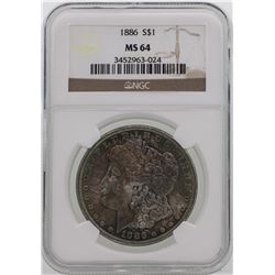 1886 $1 Morgan Silver Dollar Coin NGC MS64 AMAZING TONING