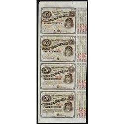 Uncut Sheet of (4) State of Louisiana Baby Bond Obsolete Notes