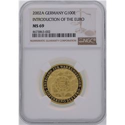 2002A Germany 100 Euro Introduction of the Euro Gold Coin NGC MS69