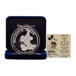 1987 Rarities Mint Walt Disney Mickey's Magic 5 oz .999 Silver Coin w/Box & COA