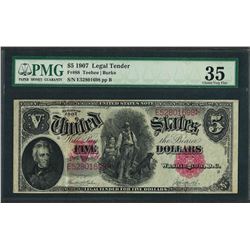 1907 $5 Woodchopper Legal Tender Note Fr.88 PMG Choice Very Fine 35