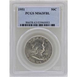 1951 Franklin Half Dollar Coin PCGS MS63FBL