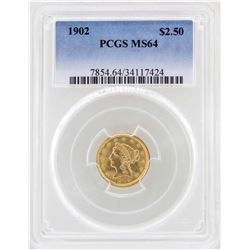 1902 $2 1/2 Liberty Head Quarter Eagle Gold Coin PCGS MS64