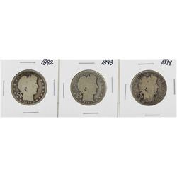 Lot of 1892-1894 Barber Half Dollar Silver Coins