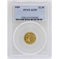 1909 $2 1/2 Indian Head Quarter Eagle Gold Coin PCGS AU55