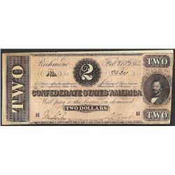 1864 $2 Confederate States of America Note