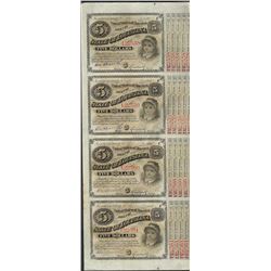 Uncut Sheet of (4) State of Louisiana Baby Bond Obsolete Notes