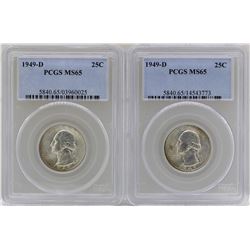 Lot of (2) 1949-D Washington Quarter Coins PCGS MS65