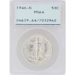 1946-S Walking Liberty Half Dollar Coin PCGS MS64 Green Rattler Holder