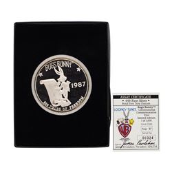 1987 Looney Tunes Bugs Bunny 5 oz .999 Silver Coin w/Box & COA