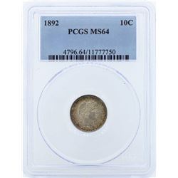1892 Liberty Barber Head Dime PCGS MS64