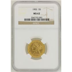 1902 $5 Liberty Head Half Eagle Gold Coin NGC MS62