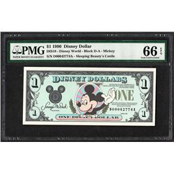 1990 $1 Disney Dollars Note PMG Gem Uncirculated 66EPQ