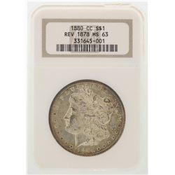 1880-CC Reverse of 1878 $1 Morgan Silver Dollar Coin NGC MS63