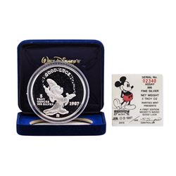 1987 Rarities Mint Walt Disney Mickey's Magic 5 oz .999 Silver Coin w/Box & COA